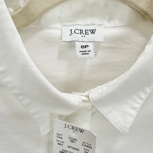 J.Crew Petite Collared Short Sleeve Tie Waist Mini Dress White Classic 8P NWT - Picture 6 of 12